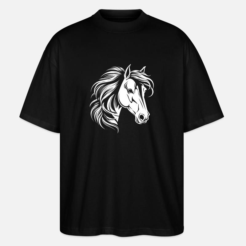 Pferdeportrait - Stanley/Stella Oversized Unisex Bio T-Shirt Blaster 2.0 - Schwarz