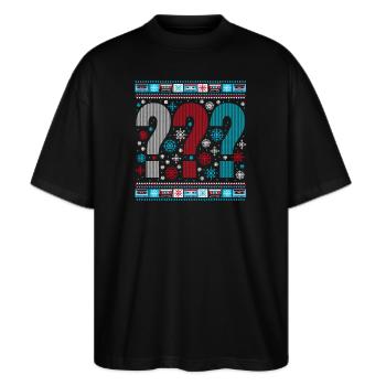 Die Drei ??? Ugly Xmas Christmas - Stanley/Stella Oversized Unisex Bio T-Shirt Blaster 2.0 - Schwarz - Vorne - Alina (178cm) & Michal (187cm)