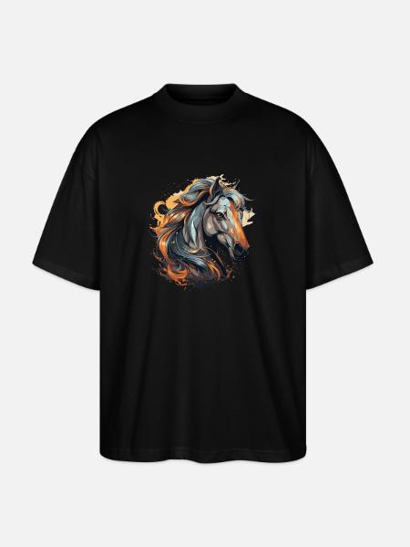 Portrait de cheval - T-shirt bio Blaster 2.0 coupe oversize Stanley/Stella Unisexe - noir