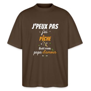 Pêche en Famille - T-shirt bio Blaster 2.0 coupe oversize Stanley/Stella Unisexe - marron foncé - Devant - Alina (178cm) & Michal (187cm)