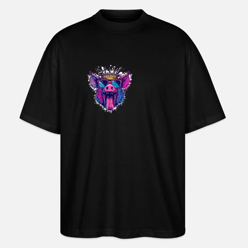 Pig Comic Funny Party - Stanley/Stella Oversized Unisex Organic T-shirt Blaster 2.0 - black