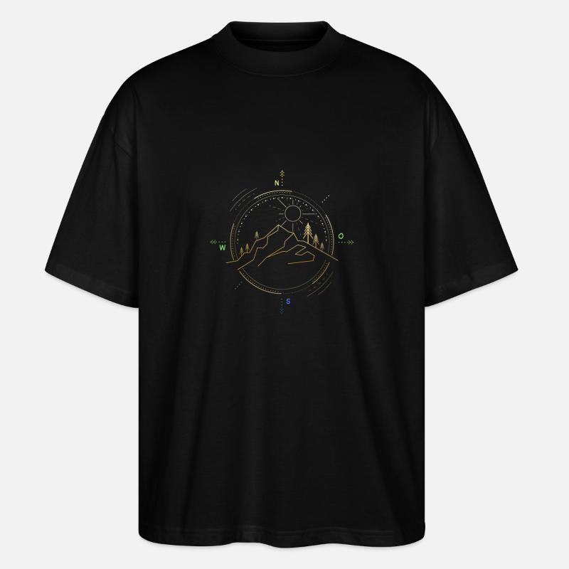 Wandern Kompass - Stanley/Stella Oversized Unisex Bio T-Shirt Blaster 2.0 - Schwarz