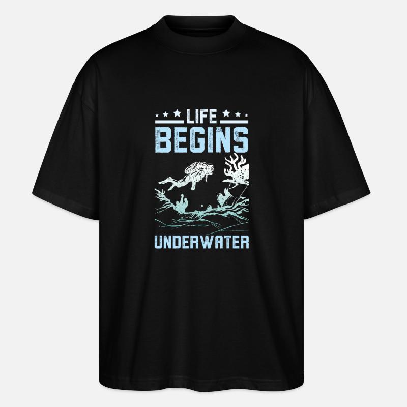 Life Begins underwater - Stanley/Stella Oversized Unisex Bio T-Shirt Blaster 2.0 - Schwarz