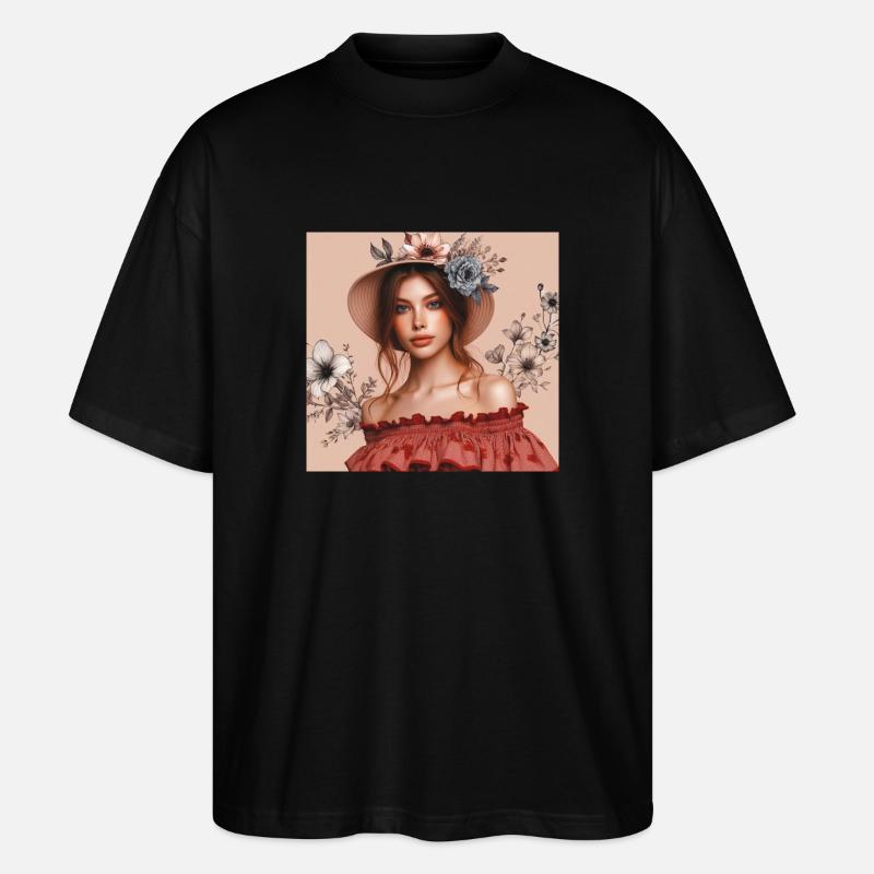 Mädchen mit Hut. - Stanley/Stella Oversized Unisex Bio T-Shirt Blaster 2.0 - Schwarz