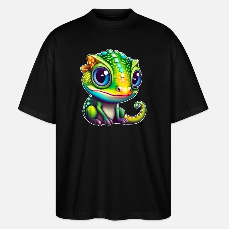 Cute little chameleon - Stanley/Stella Oversized Unisex Organic T-shirt Blaster 2.0 - black