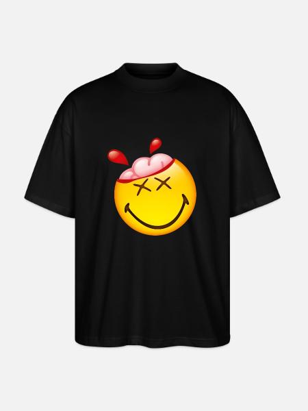 Smiley Glossy Happy Brain - Stanley/Stella Oversized Unisex Organic T-shirt Blaster 2.0 - black
