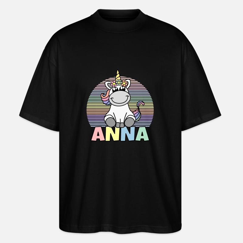 Anna Einhorn Name - Stanley/Stella Oversized Unisex Bio T-Shirt Blaster 2.0 - Schwarz