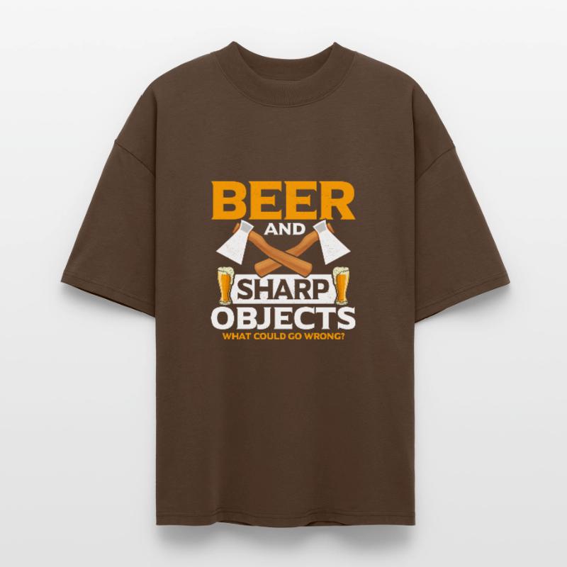 Beer And Sharp Objects Axe Throwing Hatchet Ax Stanley/Stella Oversized Unisex Organic T-shirt Blaster 2.0