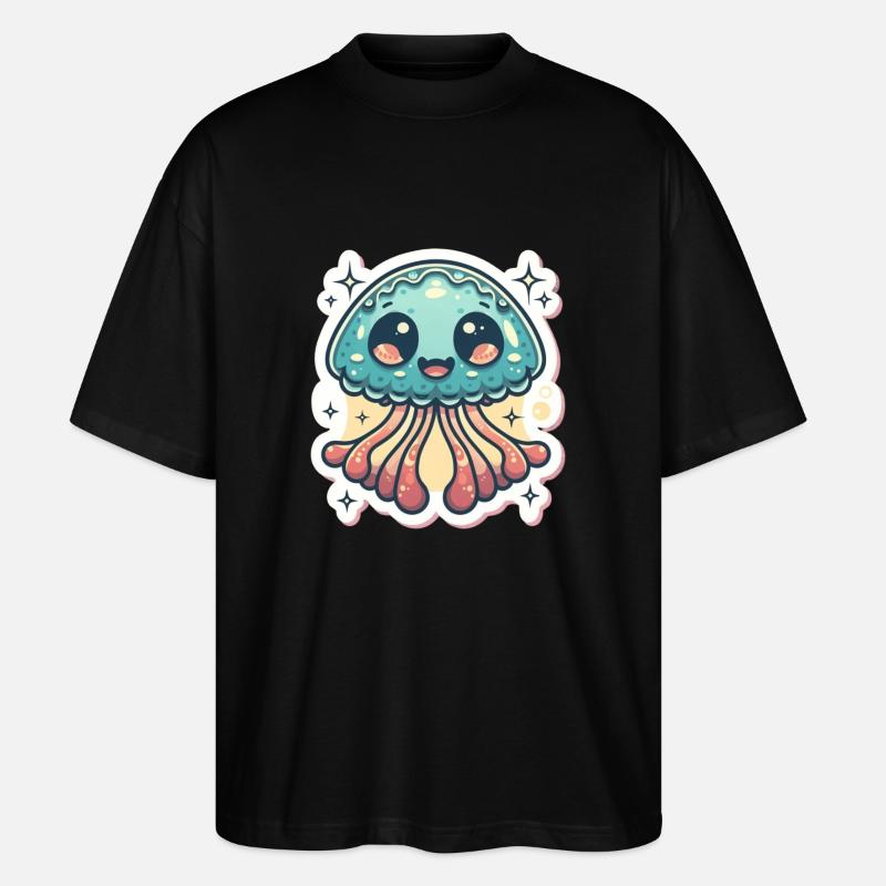 Amoureux des méduses - T-shirt bio Blaster 2.0 coupe oversize Stanley/Stella Unisexe - noir