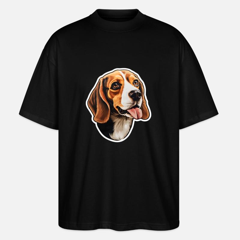 Tête de beagle - T-shirt bio Blaster 2.0 coupe oversize Stanley/Stella Unisexe - noir