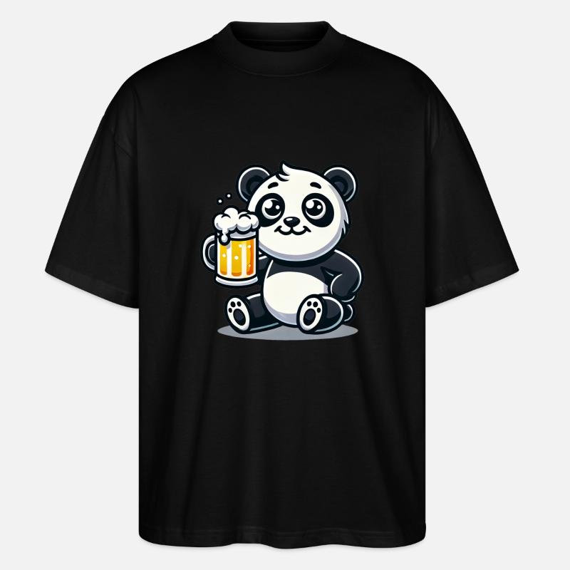 Cute Panda Drinking Beer - Stanley/Stella Oversized Unisex Bio T-Shirt Blaster 2.0 - Schwarz