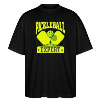 Pickleball Expert - Stanley/Stella Oversized Unisex Bio T-Shirt Blaster 2.0 - Schwarz - Vorne - Alina (178cm) & Michal (187cm)