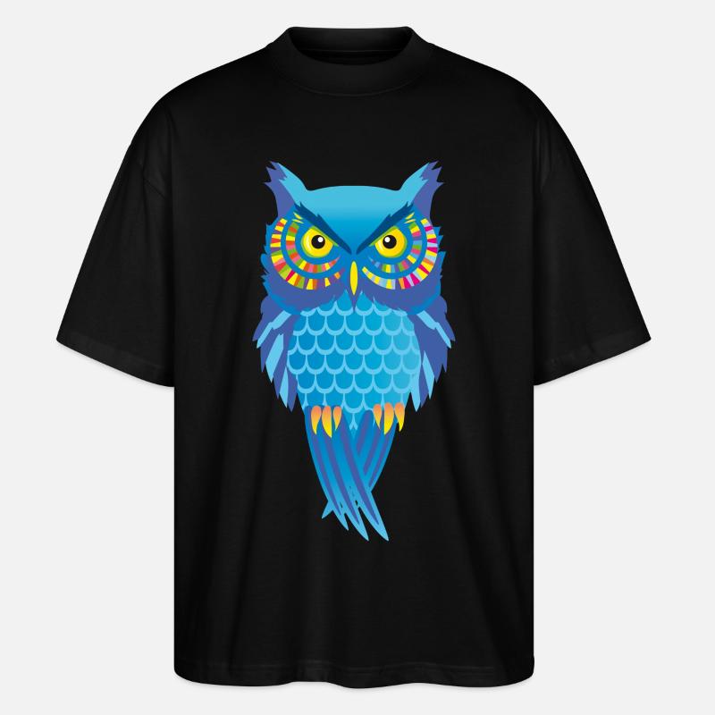 Eule blau, bunt Vogel auffallend - Stanley/Stella Oversized Unisex Bio T-Shirt Blaster 2.0 - Schwarz