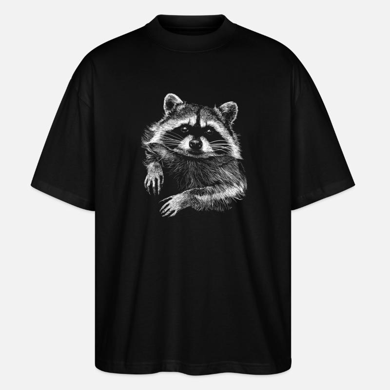 Waschbär - Stanley/Stella Oversized Unisex Bio T-Shirt Blaster 2.0 - Schwarz