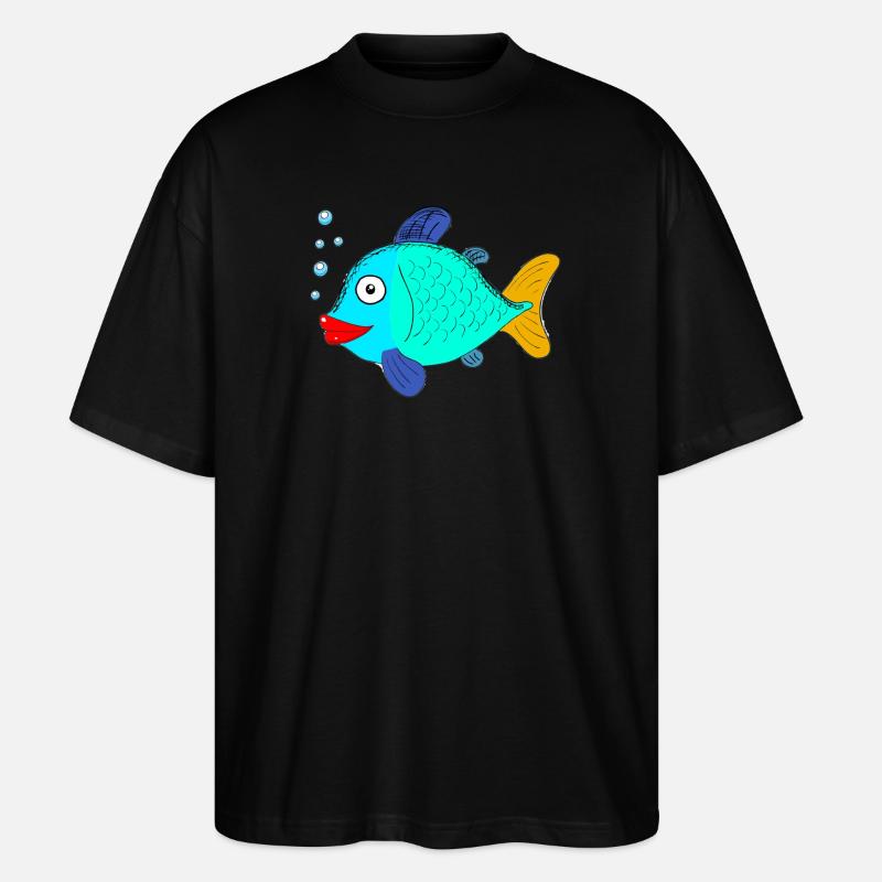 Poisson avec bulles - T-shirt bio Blaster 2.0 coupe oversize Stanley/Stella Unisexe - noir