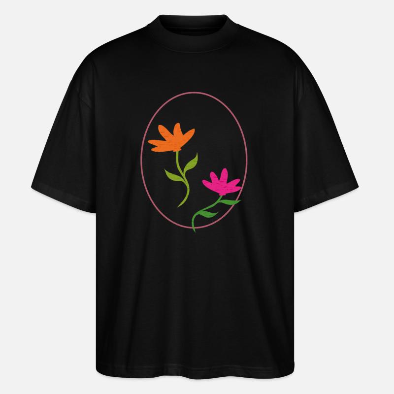 Easter egg with two flowers - Stanley/Stella Oversized Unisex Organic T-shirt Blaster 2.0 - black