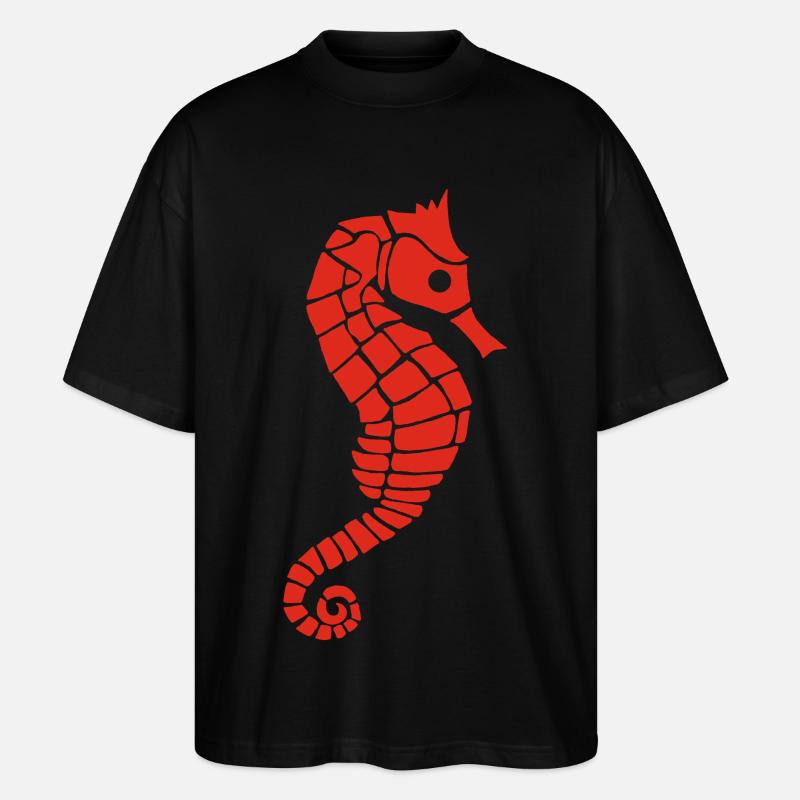 Rotes Seepferdchen - Stanley/Stella Oversized Unisex Bio T-Shirt Blaster 2.0 - Schwarz