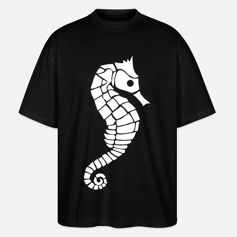 Weißes Seepferdchen - Stanley/Stella Oversized Unisex Bio T-Shirt Blaster 2.0 - Schwarz