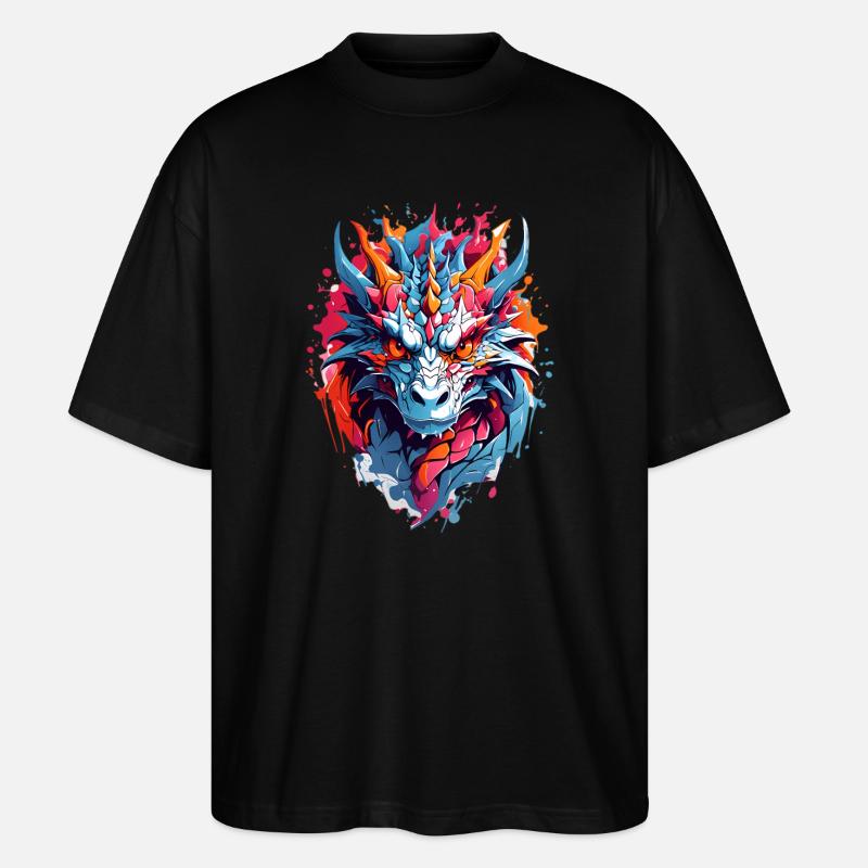 Coole Drache - Stanley/Stella Oversized Unisex Bio T-Shirt Blaster 2.0 - Schwarz