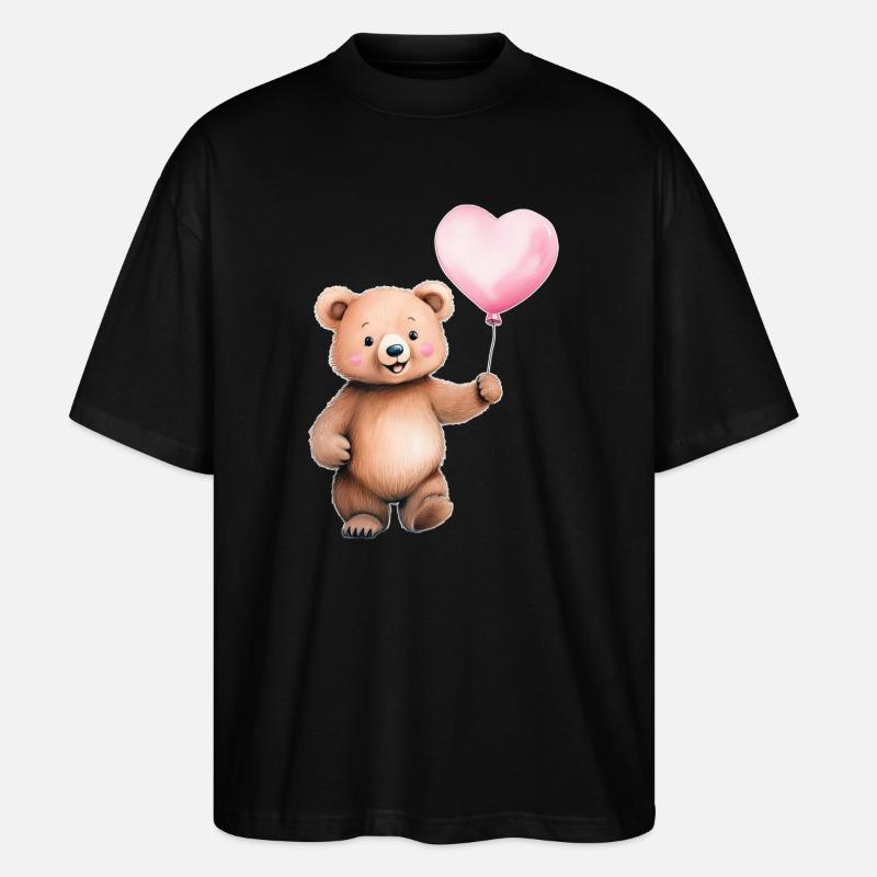 Herzballon Teddy - Stanley/Stella Oversized Unisex Bio T-Shirt Blaster 2.0 - Schwarz