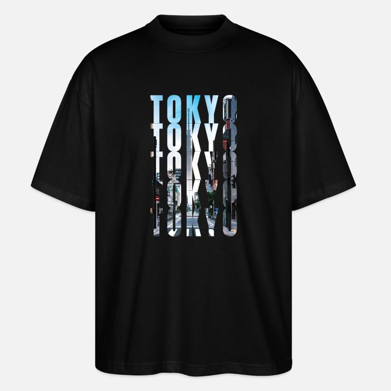 Tokyo Skyline - Stanley/Stella Oversized Unisex Bio T-Shirt Blaster 2.0 - Schwarz