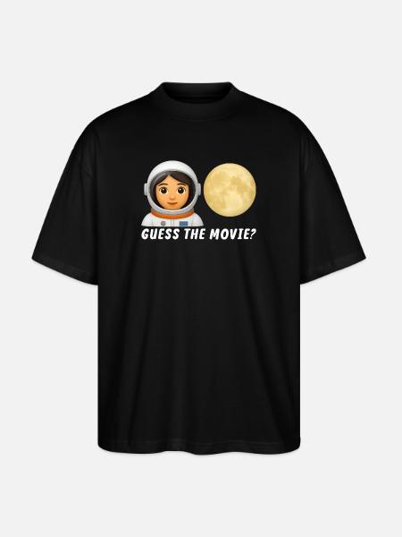Astronaut and Full Moon Illustration - Stanley/Stella Oversized Unisex Organic T-shirt Blaster 2.0 - black