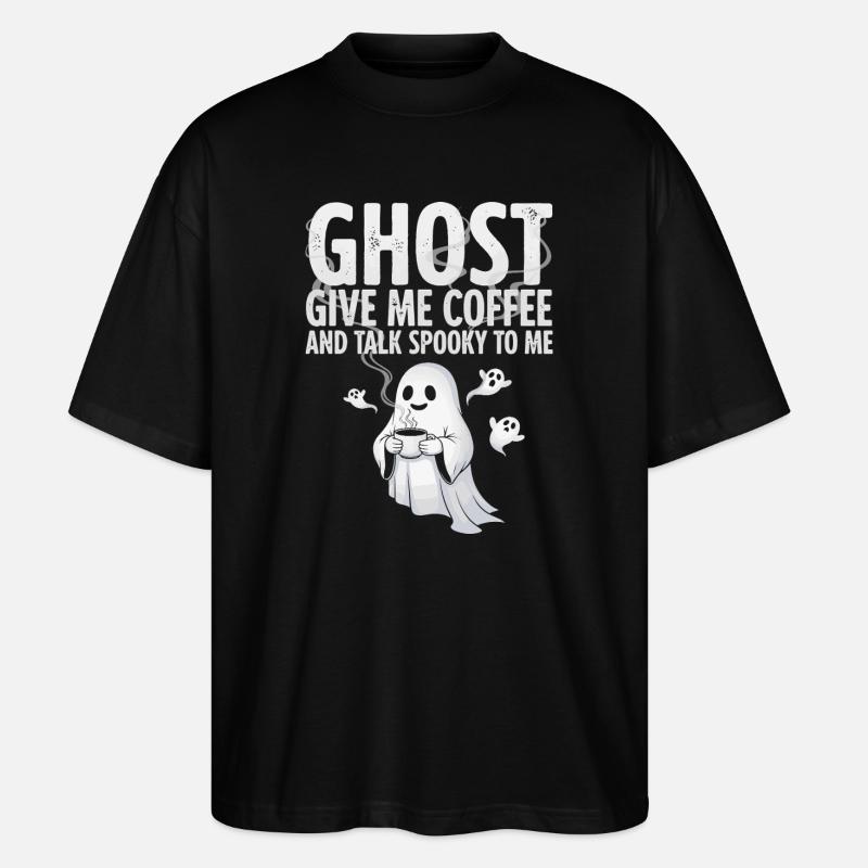 Gruselige Kaffeegeist-Illustration - Stanley/Stella Oversized Unisex Bio T-Shirt Blaster 2.0 - Schwarz