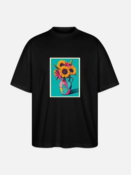 Pop Art Flower Vase - Stanley/Stella Oversized Unisex Organic T-shirt Blaster 2.0 - black