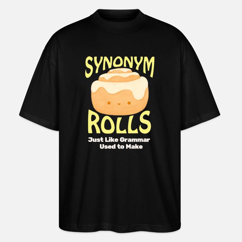 Cute Cinnamon Roll with Synonym Theme - Stanley/Stella Oversized Unisex Organic T-shirt Blaster 2.0 - black