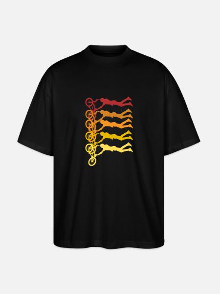 Farbige Radfahrer Silhouetten - Stanley/Stella Oversized Unisex Bio T-Shirt Blaster 2.0 - Schwarz