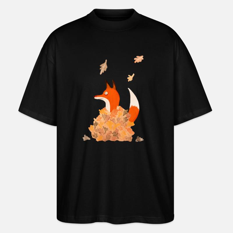 Fuchs mit Blättern - Stanley/Stella Oversized Unisex Bio T-Shirt Blaster 2.0 - Schwarz