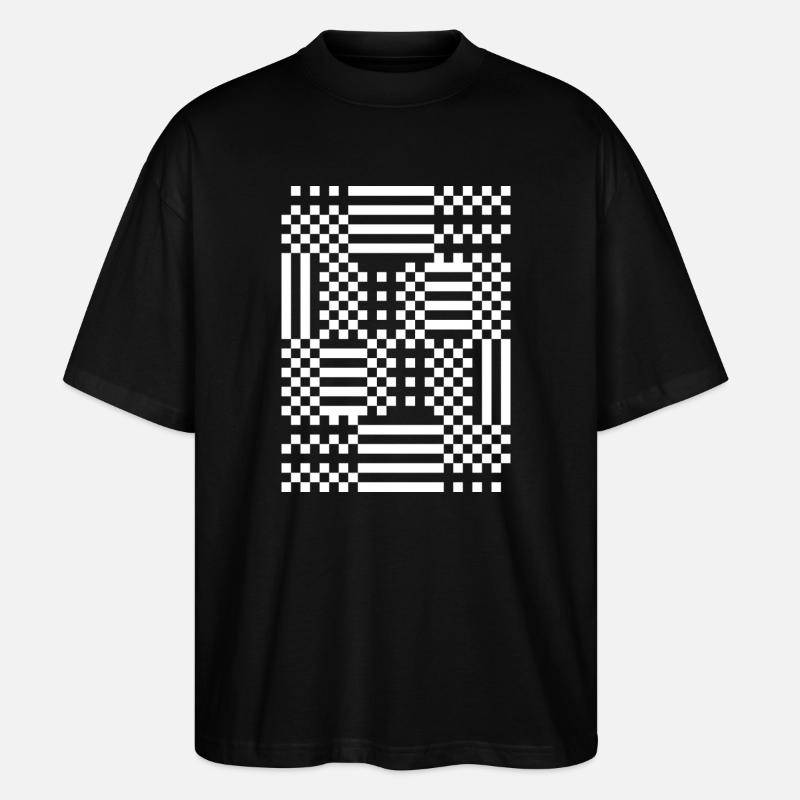 GridFlux Monochrome Optical Pattern - Stanley/Stella Oversized Unisex Organic T-shirt Blaster 2.0 - black