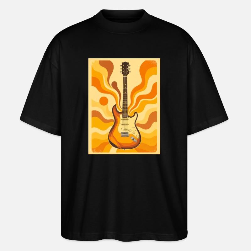 Psychedelische Retro-Gitarre mit lebendigen Siebzigern - Stanley/Stella Oversized Unisex Bio T-Shirt Blaster 2.0 - Schwarz