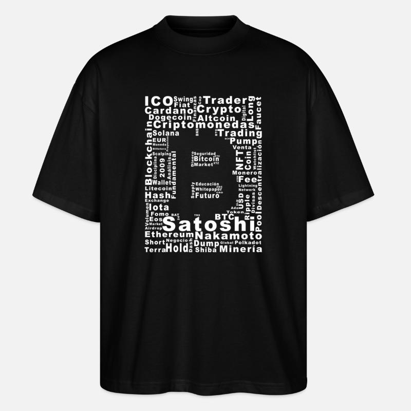 Satoshi Nakamoto Krypto-Collage - Stanley/Stella Oversized Unisex Bio T-Shirt Blaster 2.0 - Schwarz