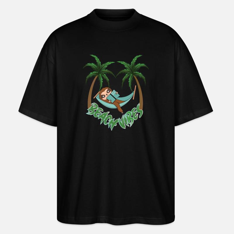 Hot to relax sloth beach - Stanley/Stella Oversized Unisex Bio T-Shirt Blaster 2.0 - Schwarz