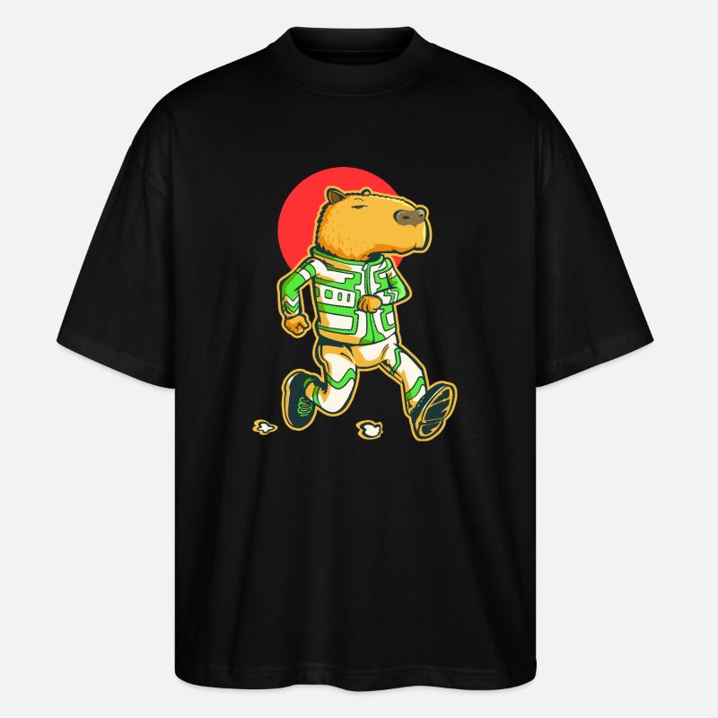 Kapybara-Läufer - Stanley/Stella Oversized Unisex Bio T-Shirt Blaster 2.0 - Schwarz