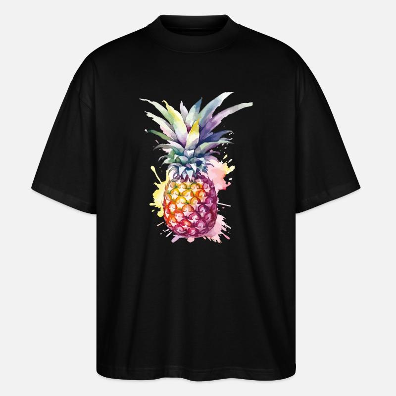 Ananas Aquarell - Stanley/Stella Oversized Unisex Bio T-Shirt Blaster 2.0 - Schwarz