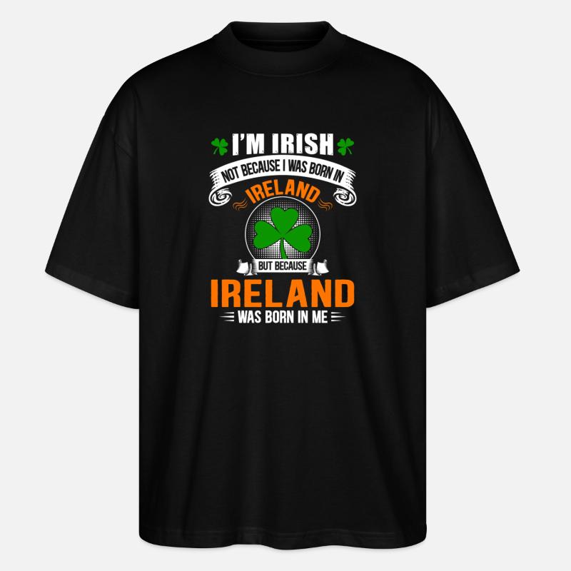 Fierté Irlandaise: née d'Irlande en moi - T-shirt bio Blaster 2.0 coupe oversize Stanley/Stella Unisexe - noir