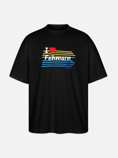 I love Fehmarn coastal look - Stanley/Stella Oversized Unisex Organic T-shirt Blaster 2.0 - black