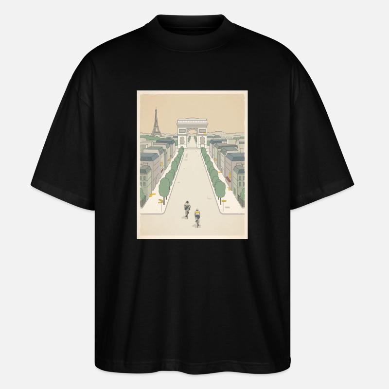 Arrivée à Paris — Souvenir du cyclisme - T-shirt bio Blaster 2.0 coupe oversize Stanley/Stella Unisexe - noir