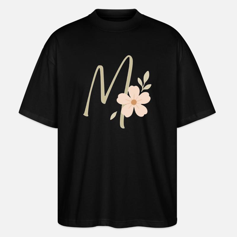 Pastellflorales M-Monogramm - Stanley/Stella Oversized Unisex Bio T-Shirt Blaster 2.0 - Schwarz