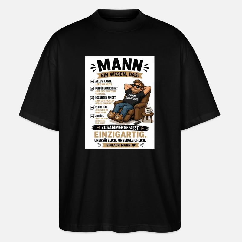 Mann: Einzigartig, unverwechselbar - Stanley/Stella Oversized Unisex Bio T-Shirt Blaster 2.0 - Schwarz