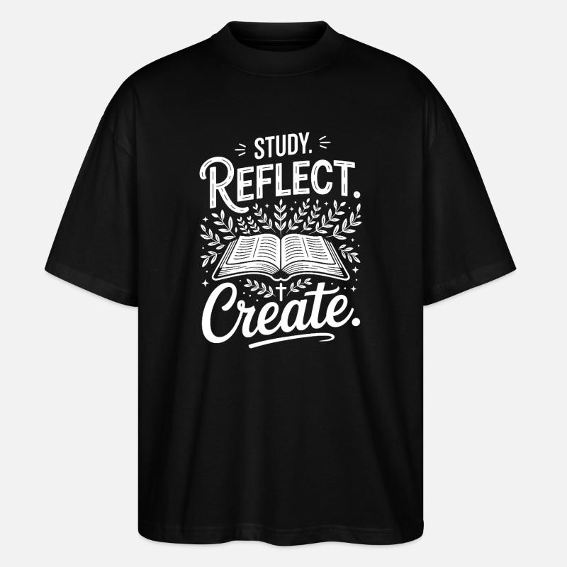 Study Reflect Create OpenBook Motif - Stanley/Stella Oversized Unisex Organic T-shirt Blaster 2.0 - black