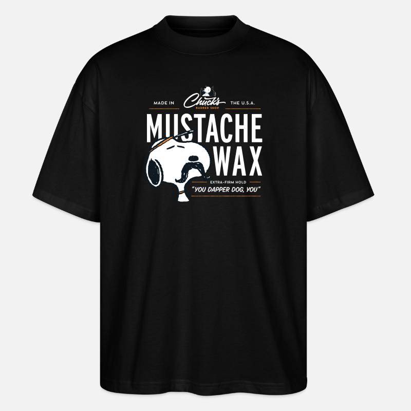 Peanuts Snoopy Mustache Wax Schnurrbart - Stanley/Stella Oversized Unisex Bio T-Shirt Blaster 2.0 - Schwarz