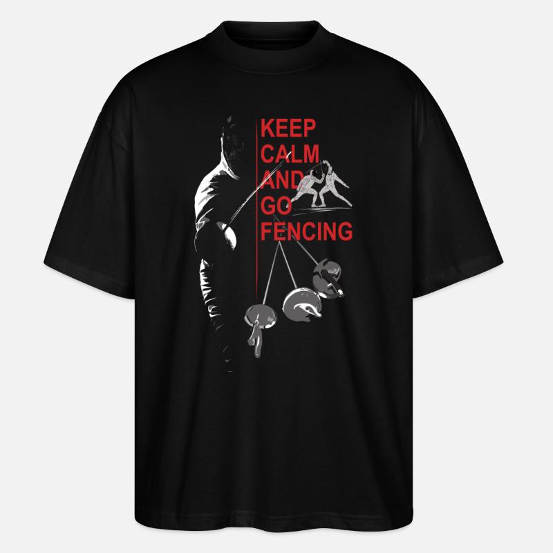 Fechten, Geschenk, Training, Keep Calm - Stanley/Stella Oversized Unisex Bio T-Shirt Blaster 2.0 - Schwarz