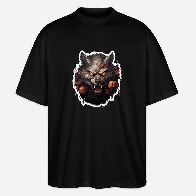 Loup-garou d’Halloween - T-shirt bio Blaster 2.0 coupe oversize Stanley/Stella Unisexe - noir
