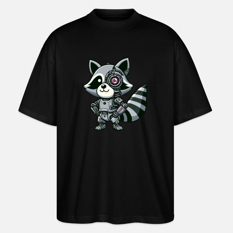 Cooler Waschbär Roboter - Stanley/Stella Oversized Unisex Bio T-Shirt Blaster 2.0 - Schwarz