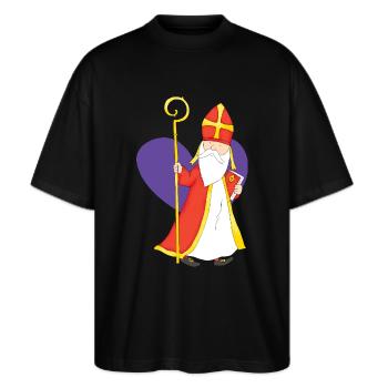 Saint avec le coeur - T-shirt bio Blaster 2.0 coupe oversize Stanley/Stella Unisexe - noir - Devant - Alina (178cm) & Michal (187cm)