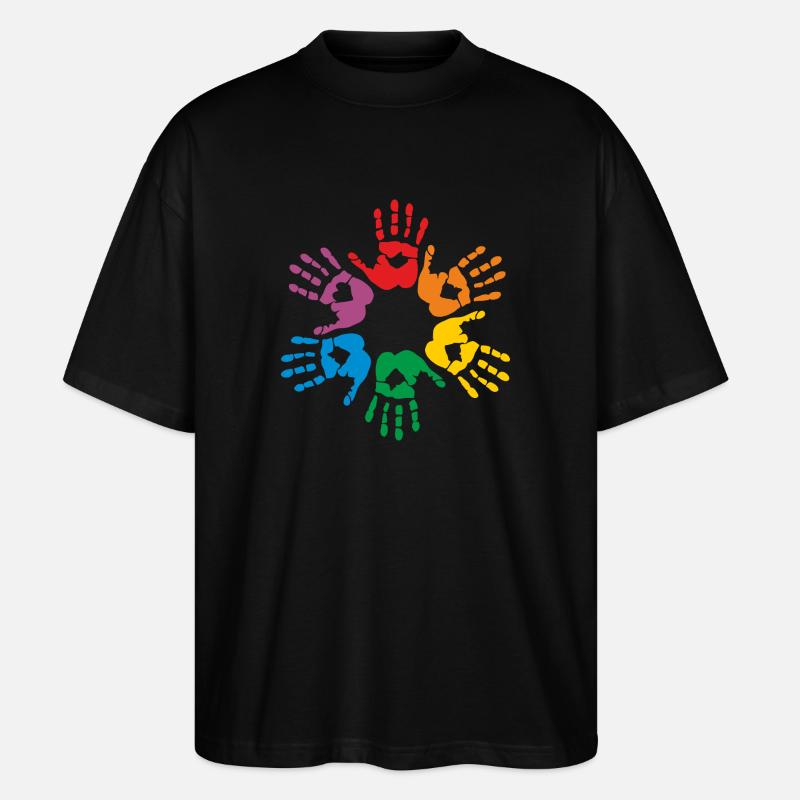 Rainbow hands - Stanley/Stella Oversized Unisex Organic T-shirt Blaster 2.0 - black