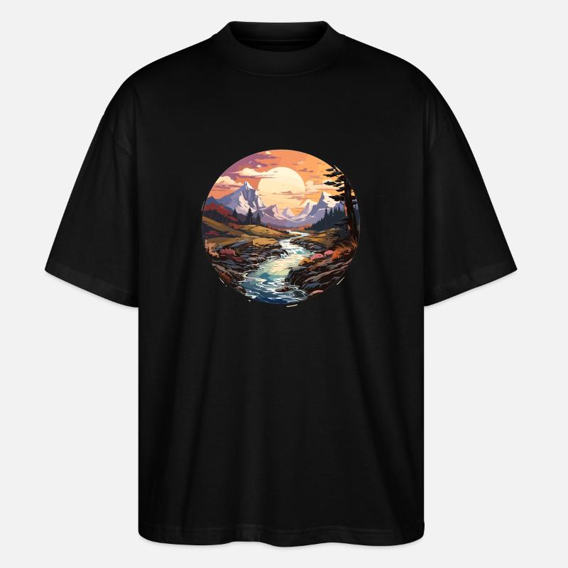 Landschaft - Illustration - Stanley/Stella Oversized Unisex Bio T-Shirt Blaster 2.0 - Schwarz
